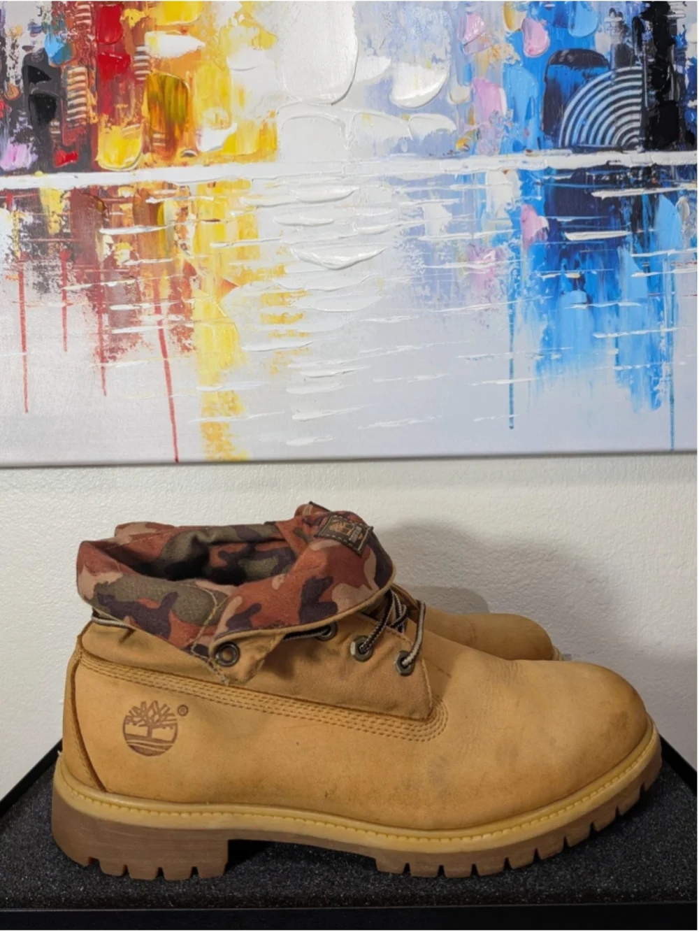 Timberland Camo Collar Nubuck Boots Mens Size 10.5 Brown Ankle Workwear